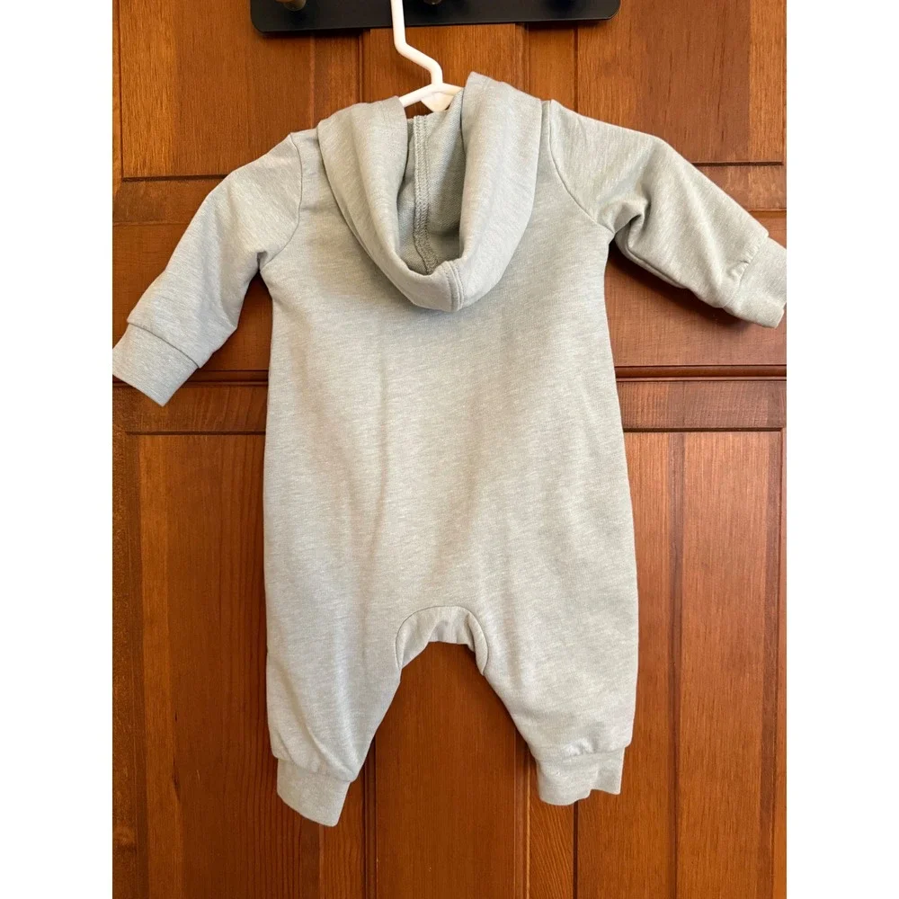 Nike Baby Hooded One-Piece Coverall Size 3m Green Full-Zip Close Infant Bodysuit